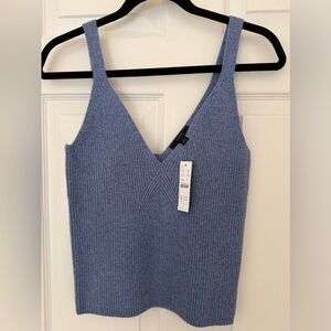 NWT Cashmere J. Crew Light Blue Knit V-Neck tank top.
